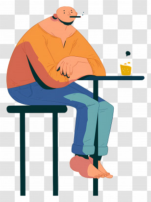 Man Drinking Whiskey - Cartoon Man Relaxing At Bar Transparent PNG
