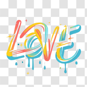 Love Word Art - Colorful Love Graffiti Transparent PNG