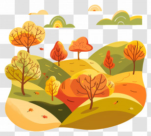 Autumn Park - Beautiful Autumn Landscape With Bright Trees Transparent PNG