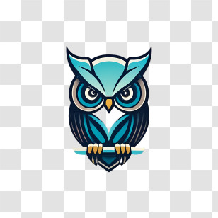 Owl Logo - Stylized Blue Owl Logo Design Transparent PNG