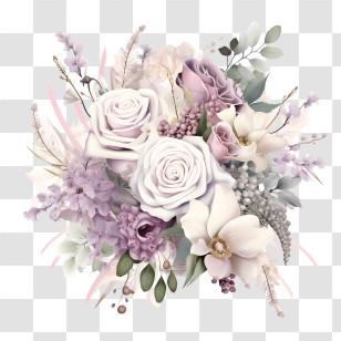 Wedding Floral Art - Pastel Flower Bouquet With Roses And Orchids Transparent PNG
