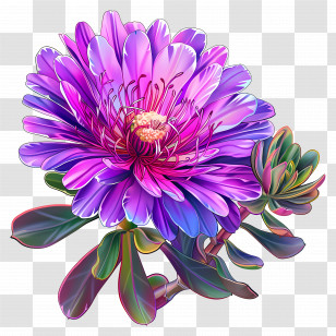 Ice Plant Flower - Beautiful Purple Flower Illustration Transparent PNG