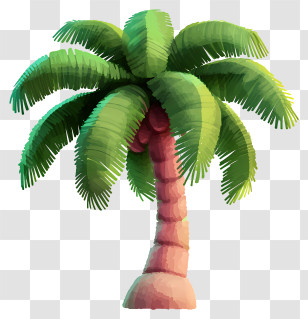 Realistic Style Coconut Tree - Cartoon-Like Palm Tree For Island Vibes Transparent PNG