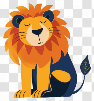 Lion - Cartoon Lion With Orange Mane Transparent PNG