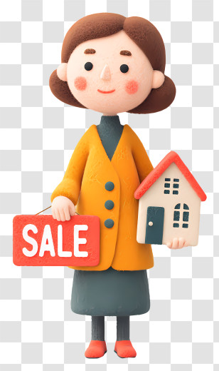 Woman Promoting House For Sale - Real Estate Agent With Sale Sign Transparent PNG