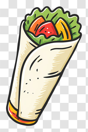 Shawarma Wrap - Vegetable Wrap With Fresh Ingredients Transparent PNG