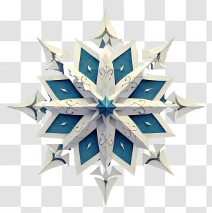 Snowflake Close Up - Stylized Geometric Snowflake Transparent PNG