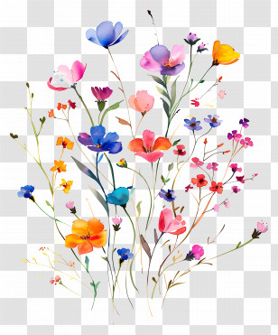 Flower Background - Vibrant Watercolor Wildflowers Illustration Transparent PNG