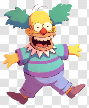 Krusty The Clown - Cartoon Clown Character In Colorful Style Transparent PNG