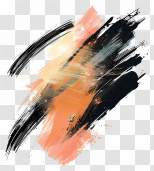 Brush Stroke - Abstract Orange And Black Paint Stroke Design Transparent PNG