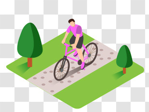 Cartoon - Cyclist Enjoying Ride On Outdoor Pathway Transparent PNG