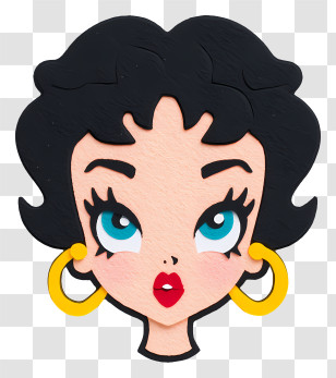 Betty Boop Face - Retro Cartoon Woman Face Transparent PNG