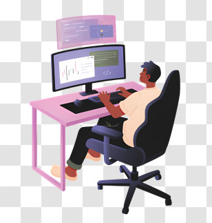 Icon - Person Working At Computer Transparent PNG