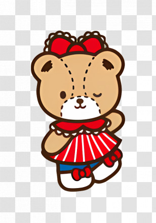 Tiny Chum - Adorable Cartoon Winking Teddy Bear With Red Dress Transparent PNG
