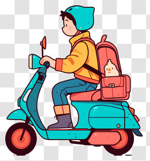 Anime Boy Kawaii - Cute Scooter Rider Cartoon Transparent PNG