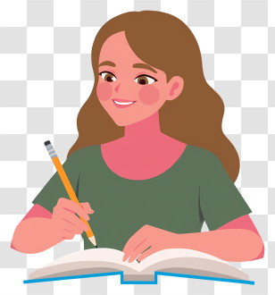Woman Writing With Pencil - Girl Writing In A Book Transparent PNG