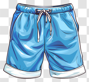 Cartoon Shorts - Bright Blue Casual Shorts Illustration Transparent PNG