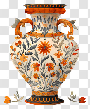 Roman Vase - Beautiful Hand-Painted Decorative Floral Vase Transparent PNG