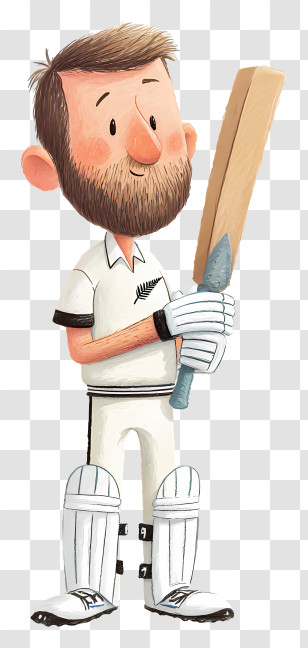 Cricket Player - Cartoon Cricketer With Bat Illustration Transparent PNG