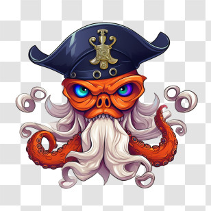 Octopus - Cartoon Octopus Pirate Character Illustration Transparent PNG