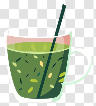 Green Tea - Green Drink In Cup With Straw Transparent PNG