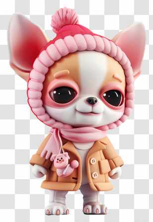 Kawaii Cute Puppy - Cute Dog In Winter Outfit Transparent PNG