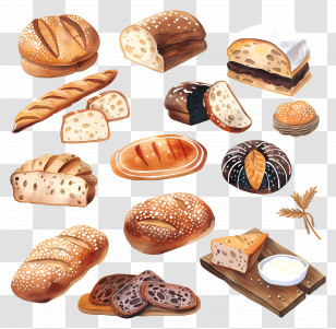 Breads - Wide Variety Of Bread Transparent PNG
