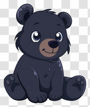 Cartoon Bear - Cute Black Bear Transparent PNG