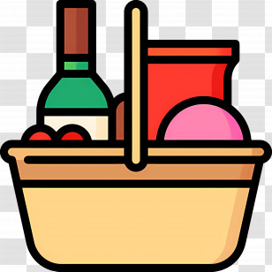 Food Gift Baskets - Picnic Basket With Wine And Food Transparent PNG