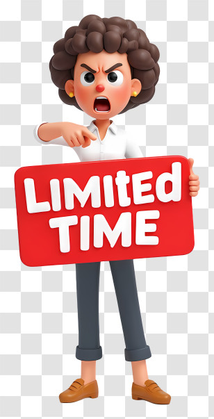 Angry Woman Holding Limited Time Sign Transparent PNG