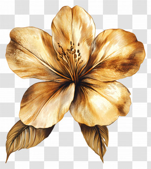 Flower Gold - Elegant Golden Flower Illustration Transparent PNG