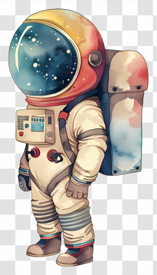 Cartoon Astronaut - Cartoon-Style Astronaut In Space Suit Transparent PNG