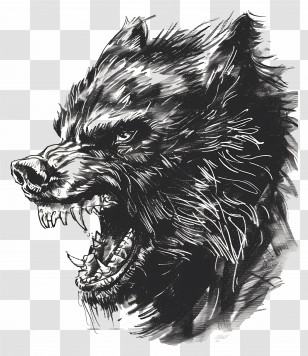 Werewolf - Black Growling Wolf Transparent PNG