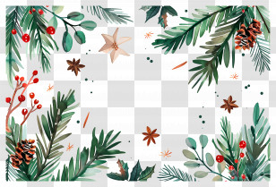 Christmas Background - Christmas Decorative Frame With Festive Foliage Transparent PNG