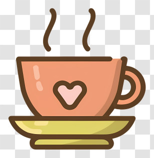 Heart Shaped Cup - Coffee Cup With Heart Design And Steam Transparent PNG