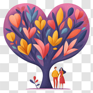 Heart Shaped Tree - Heart Shaped Tree With Couple Transparent PNG