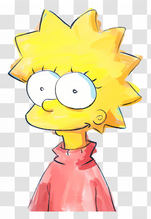 Maggie Simpson - Cartoon Girl With Yellow Hair And Red Outfit Transparent PNG