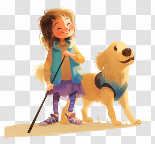 Blind Girl - Girl With Guide Dog Illustration Transparent PNG