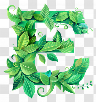Letter E - Green Leafy Letter E Transparent PNG