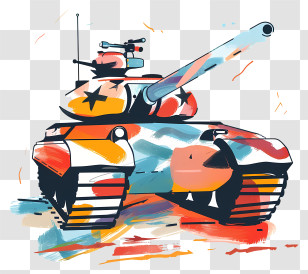 Cartoon Tank - Colorful Artistic Tank Illustration Transparent PNG