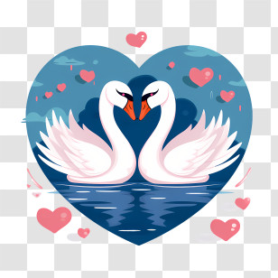 Swan - Swan Couple In A Heart-Shaped Frame Transparent PNG