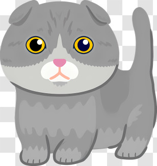 Icon - Cute Gray Cat Illustration Transparent PNG