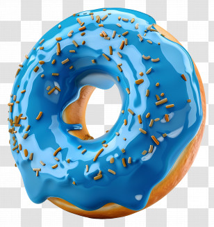 Blue Doughnut - Blue Glazed Donut With Sprinkles Transparent PNG