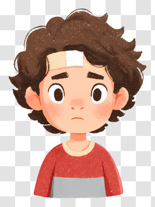 Boy With Head Bandage - Worried Boy With Forehead Bandage Transparent PNG