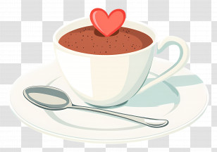 Morning Coffee - Coffee Cup With Heart Design Transparent PNG