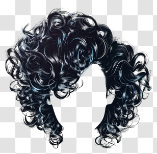 Wig - Stylish Black Curly Hair Design Transparent PNG