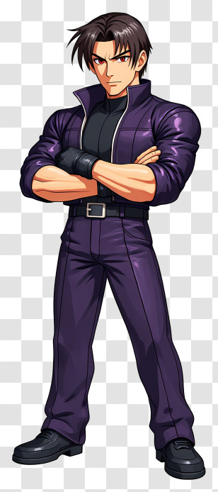 Muscular Anime Man - Cool Man In Purple Jacket Transparent PNG