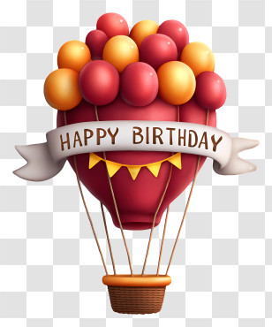 Happy Birthday Hot Air Balloon - Happy Birthday Hot Air Balloon Transparent PNG