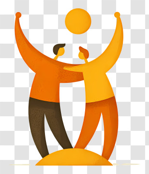 Teamwork Icon - Abstract Figures Reaching For The Sun Transparent PNG