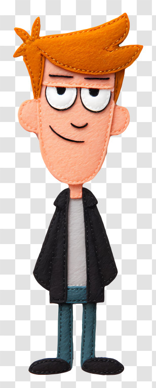 Ferb Fletcher - Orange-haired Cartoon Character With Black Jacket Transparent PNG